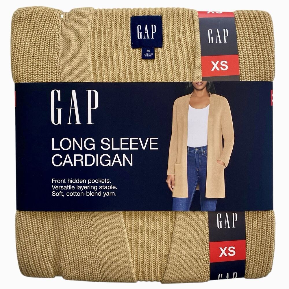 GAP Long Sleeve Open Front Cardigan‎ Size XS Cozy Cotton Blend Minimalist Staple
